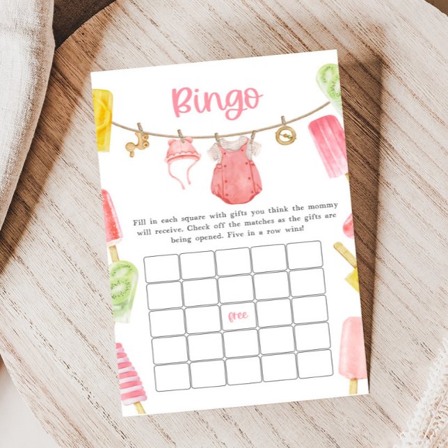 Girl Popsicle Baby Shower Bingo Game (Ready to Pop Popsicle Baby Shower Game)