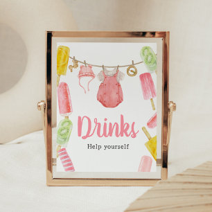 Girl Popsicle Baby Shower Drinks Poster