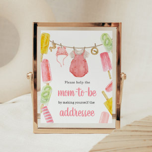 Girl Popsicle Baby Shower Envelope Station Poster