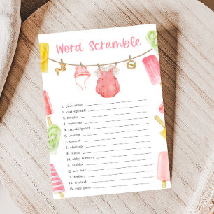 Girl Popsicle Baby Shower Word Scramble Game