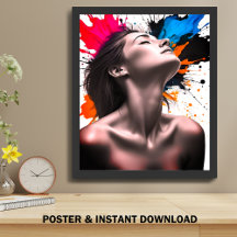 Girl Portrait in Grey Elegance and Colour Explosio