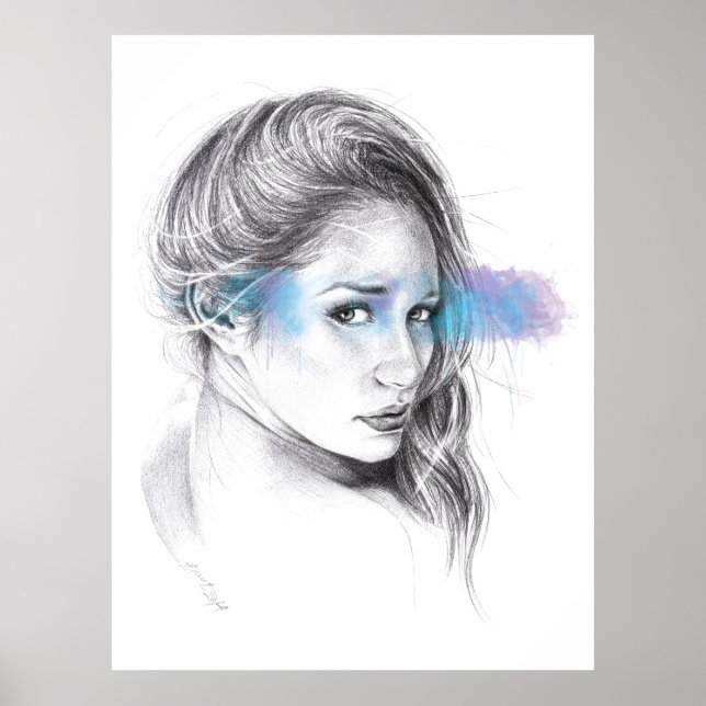 Girl portrait pencil art Poster print (Front)