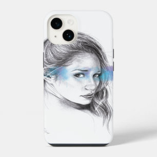 Girl portrait pencil drawing art iPhone case