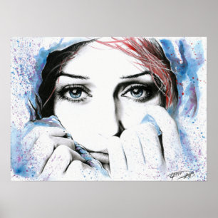 Girl portrait watercolor painting poster