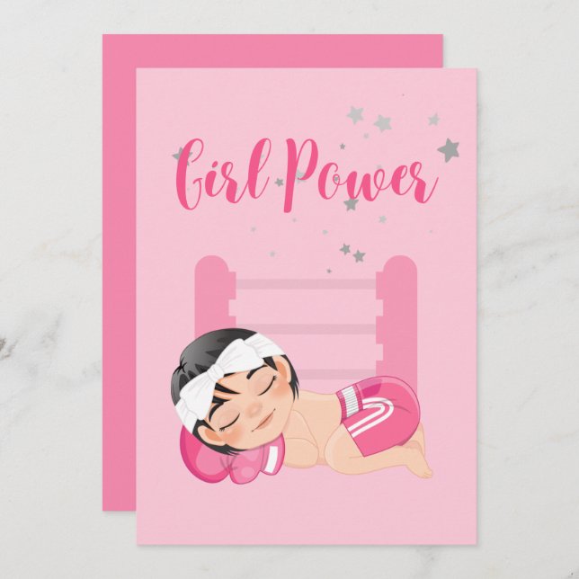 Girl power baby Announcement Card (Front/Back)