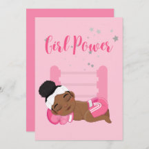 Girl power baby Announcement Card