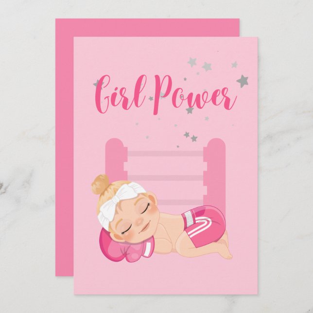 Girl power baby Announcement Card (Front/Back)