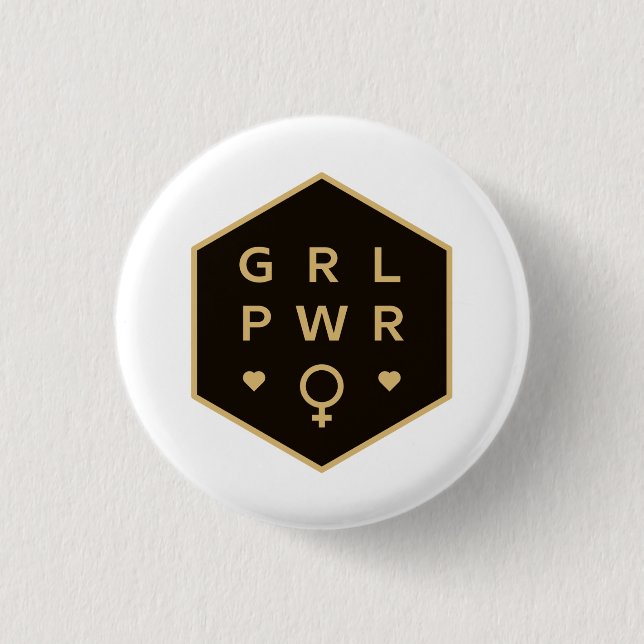 Girl Power | Black Colourful Graphic Design 3 Cm Round Badge (Front)