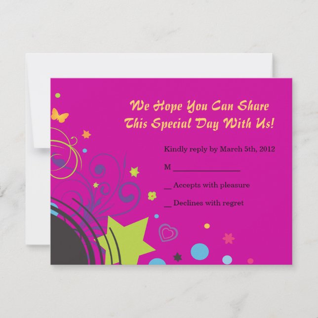 Girl Power Bright Bat Mitzvah Invitation Party (Front)