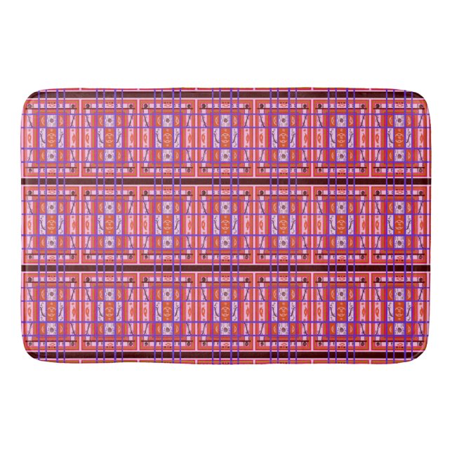 Girl Power Curvy Plaid abstract bath mat (Front)