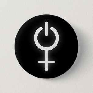 Girl Power Electronic Symbol for Gamer Female Sign 6 Cm Round Badge