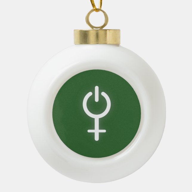 Girl Power Electronic Symbol for Gamer Female Sign Ceramic Ball Christmas Ornament (Front)