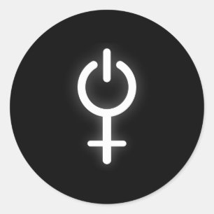 Girl Power Electronic Symbol for Gamer Female Sign Classic Round Sticker