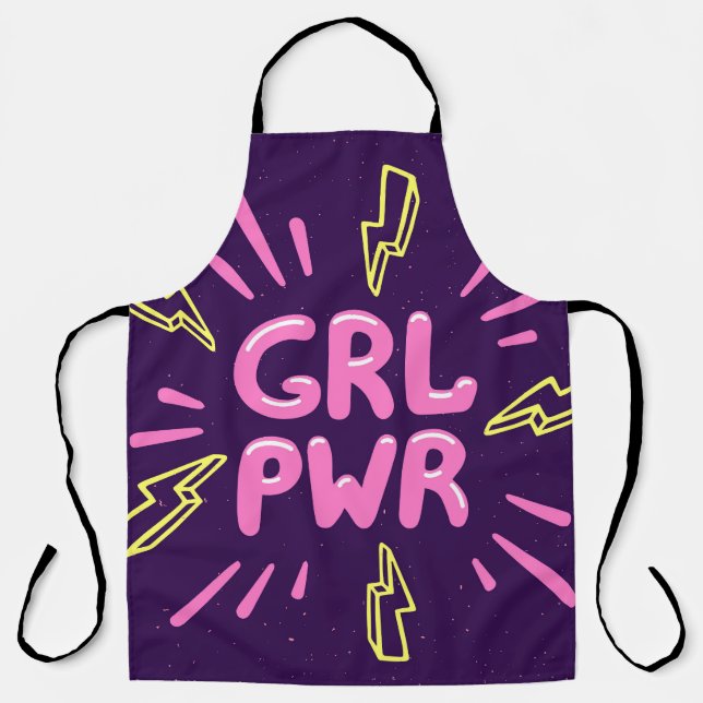 Girl power feminist slogan, violet background. apron (Front)