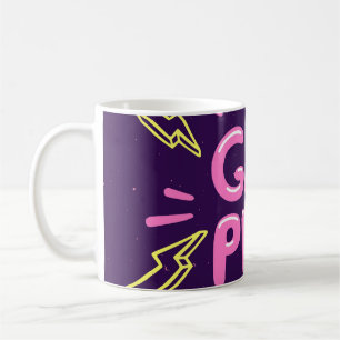 Girl power feminist slogan, violet background. coffee mug