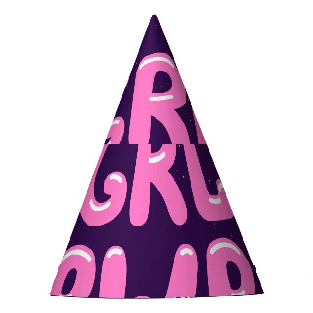 Girl power feminist slogan, violet background. party hat (Front)