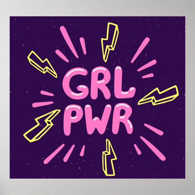 Girl power feminist slogan, violet background. poster (Front)