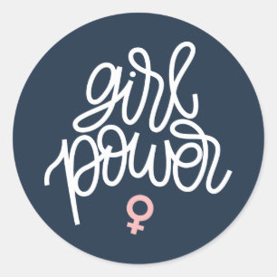 "Girl Power" Feminist Themed Classic Round Sticker