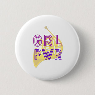 (Girl Power) GRL PWR - French Horn 6 Cm Round Badge