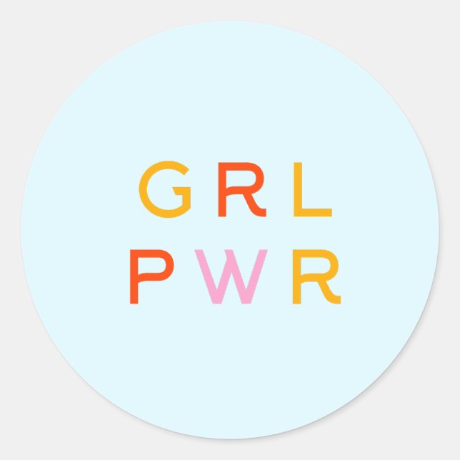 Girl Power | GRL PWR | Modern Feminist | Minimal Classic Round Sticker (Front)