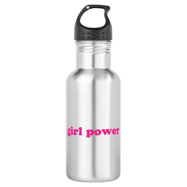 Girl power hot pink modern typography feminist 532 ml water bottle (Front)