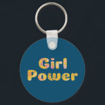 Girl Power Inspirational Quote Floral Lettering  Key Ring<br><div class="desc">Girl Power Inspirational Quote Floral Lettering in Blue and Yellow Keychain</div>