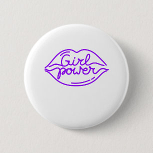 Girl Power Kiss Cool Woman Feminist Movement 6 Cm Round Badge