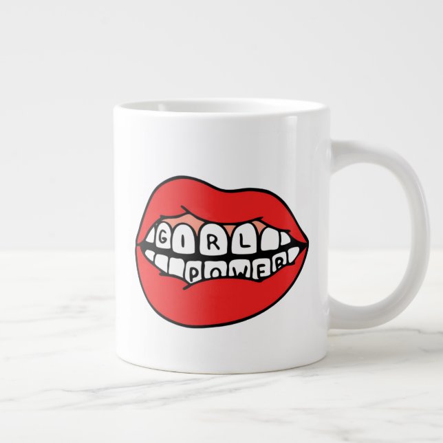Girl Power Lips Large Coffee Mug (Right)