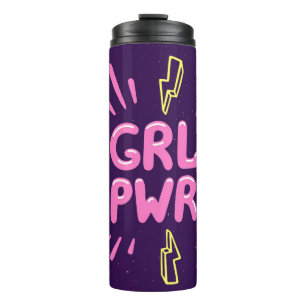 Girl power movement slogan seamless pattern thermal tumbler