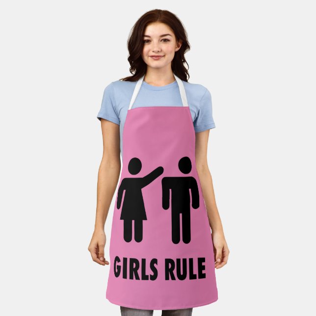 GIRL POWER PINK GIRLS KITCHEN APRON (Worn)