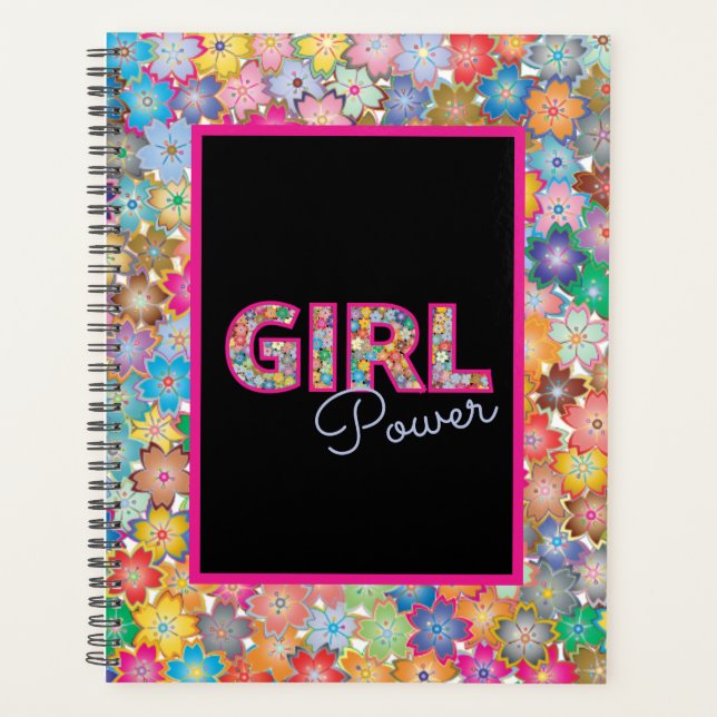 Girl Power | Pink Girly Beautiful Wildflower Women Planner (Front)