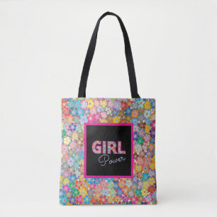Girl Power   Pink Girly Beautiful Wildflower Women Tote Bag