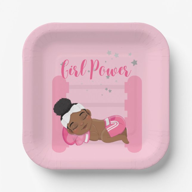 Girl power pink  paper plate (Front)