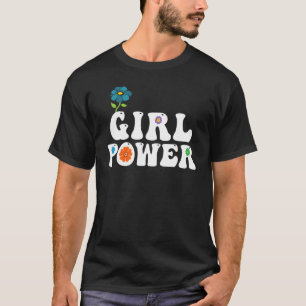 Girl Power Retro Peace Love Groovy Hippie Flowers  T-Shirt