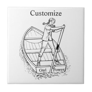 Girl Power Sculling Boat Thunder_Cove Ceramic Tile