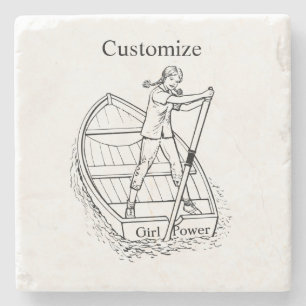 Girl Power Sculling Boat Thunder_Cove Stone Coaster