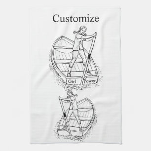 Girl Power Sculling Boat Thunder_Cove Tea Towel