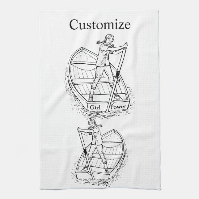 Girl Power Sculling Boat Thunder_Cove  Tea Towel (Vertical)