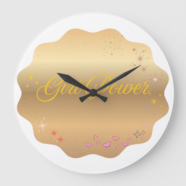 Girl Power Shape Large Clock (Front)
