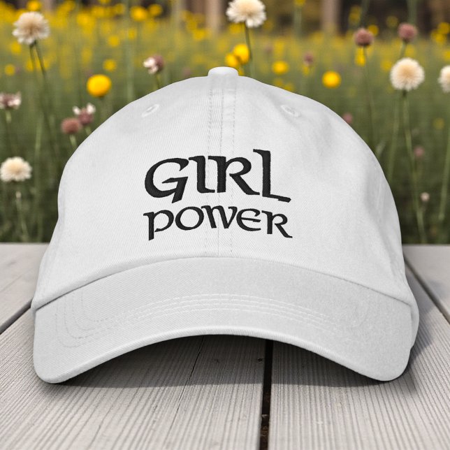 Girl Power Simple Modern Typography Custom Embroidered Hat (Creator Uploaded)