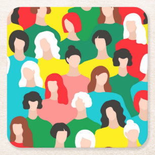 Girl power square paper coaster