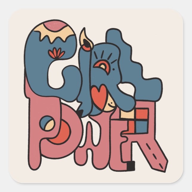 Girl Power Square Sticker (Front)