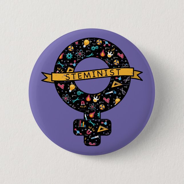 Girl Power: STEMinist symbol 6 Cm Round Badge (Front)