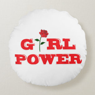Girl Power T-Shirt - Awesome Women Female Feminist Round Cushion