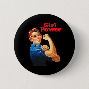 Girl Power T Shirt Women's Feminist Roar Resist No 6 Cm Round Badge