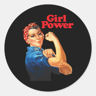 Girl Power T Shirt Women's Feminist Roar Resist No Classic Round Sticker