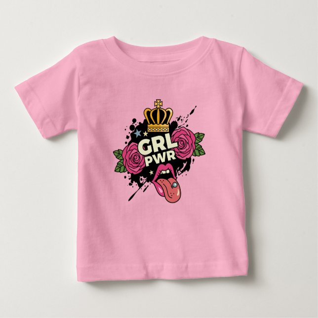 Girl Power Tattoo Style Baby T-Shirt (Front)