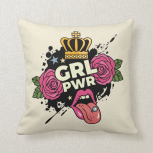Girl Power Tattoo Style Cushion