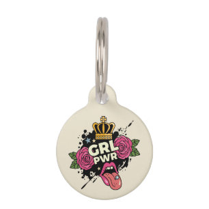 Girl Power Tattoo Style Pet Tag