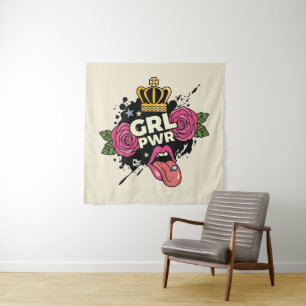 Girl Power Tattoo Style Tapestry